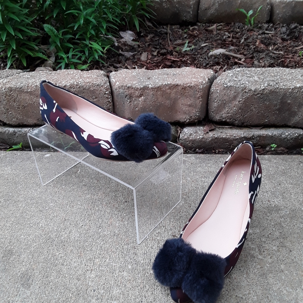 Kate Spade Elen Fox Print Bow Fur Flats Women's 8